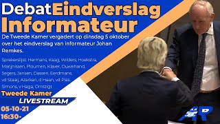 Terugkijken Eerste termijn Kamer  Debat over het eindverslag van de informateur  Tweede Kamer [upl. by Engracia681]