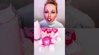 ASMR PINK DESSERTS pinkfood asmrdessert asmrpinkfood asmrpink eatingdeliciousfood crunchy [upl. by Buote]