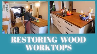 Repairing amp Refinishing Wooden Kitchen Countertops  Do It Yourself World  Wood Worktop Restoration [upl. by Ennovehs]