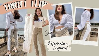 THRIFT FLIP  DIY Reformation Cynthia Two Toned Jeans for 2  THRIFT STORE CLOTHING MAKEOVER [upl. by Nosyt]