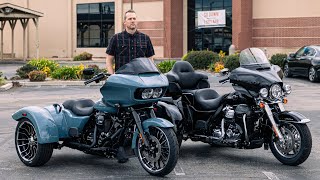 2024 HarleyDavidson Trike First Look  Road Glide 3 TriGlide Ultra amp Free Wheeler [upl. by Idelia]