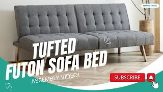 Stylish Futon Sofa Assembly Hack Naomi Home  Tufted Split Back Futon Sofa Bed Assembly Video [upl. by Fabiola]