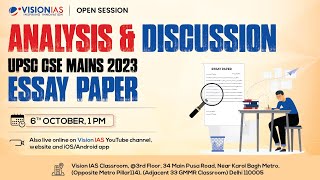 Open Session on Analysis amp Discussion of UPSC Civil Services Mains 2023 Papers  Essay [upl. by Akimrehs]