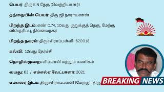 Tiruchirappalli West MLA  K N Nehru  DMK 2021  2026 [upl. by Nipahc379]