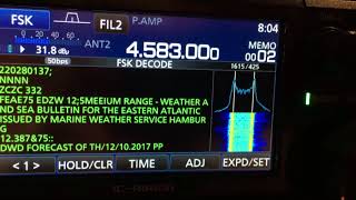 Icom ICR 8600 Internal RTTY Decoder 4583 Khz with 50 baud  425 Shift DWD Pinneberg [upl. by Llednohs]