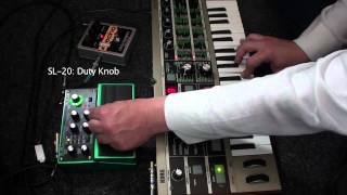 Boss SL20 Slicer Twin Pedal demo review with Korg Microkorg synth and EHX 1 Echo Delay Pedal [upl. by Nhguavahs603]