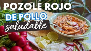 Cómo hacer Pozole Rojo de Pollo en versión Saludable comidassaludables diabetes [upl. by Kass]