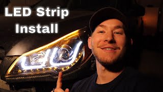 How To Wire LED Turn Signal  DRL Strip Install On Car Headlights LEADTOPS [upl. by Jimmy]