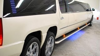 Escalade Limo LARGE EXOTIC 24 PASSENGER with DOUBLE AXLE VIP SECTION [upl. by Rocher752]