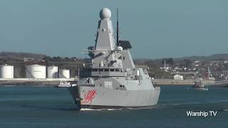 HMS DRAGON D35 ENTERS DEVONPORT NAVAL BASE AT DEVILS POINT  20th February 2018 [upl. by Johnsten551]