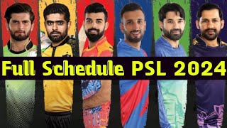 PSL 2024 Schedule [upl. by Bartie]