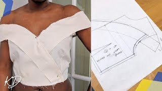 OFF SHOULDER COLLAR TOP CUTTING AND STITCHING  KIM DAVE [upl. by Justina]