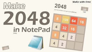 How to create your own 2048 game in Notepad  withme [upl. by Elsa]