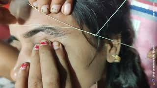 Heavy growth eyebrow hair threading pujamahi [upl. by Sallie]