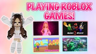 PLAYING GAMES ON ROBLOX LIVE [upl. by Ymmik658]