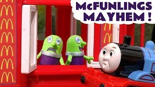 Funny Funlings McDonalds Drive Thru Mayhem Story With Thomas and Friends Toy Trains [upl. by Aniehs]