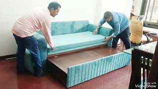 Customized beautiful 3 Seater Sofa Come Bed With Storage 6 by 5 [upl. by Avevoneg810]