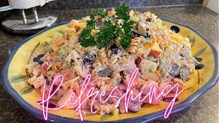 Rotini pasta saladEnsalada de pasta • Refrescante y deliciosa Summertime foods [upl. by Landre]