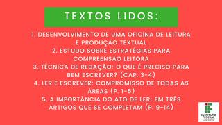 PROJETO ESTRATÃ‰GIAS PARA A COMPREENSÃƒO LEITORA PROCESSOS FORMATIVOS E EDUCATIVOS [upl. by Sedrul]