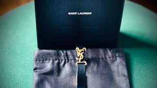 SAINT LAURENT  YSL CASSANDRE BRACELET IN LEATHER UNBOXING UK [upl. by Cramer493]