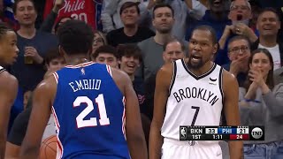 Kevin Durant and Joel Embiid go at each other and talk trash [upl. by Mchale214]