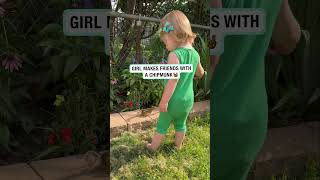 Girl makes friends with chipmunk 🐿️ 🎥 ViralHogGwendolyn Griswold [upl. by Karla]