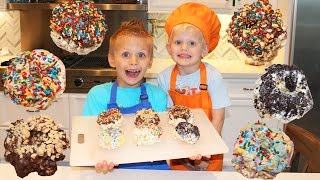 Caramel Popcorn DONUTS  Family Fun Pack Cooking [upl. by Susana]