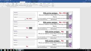 🌑 Como hacer boletos foliados o numerados para una rifa en Word ✔✔ [upl. by Ahsakal331]