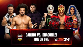 Carlito vs Dragon Lee  Singles Match  WWE 2K24 Gameplay [upl. by Imarej]