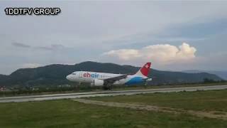 CHAIR AIRLINES Airbus A319 landing in Ohrid Airport super video [upl. by Eceirahs]