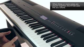 Roland FP80 Digital Piano Tips on using fullkeyboard chord recognition [upl. by Rozella263]