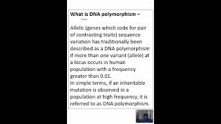 DNA polymorphism – Allelic sequence variation has traditionally been described as a DNA polymorphism [upl. by Oetsira]