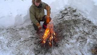 Bushcraft  Essential Winter Fire Lighting Techniques [upl. by Clyte]