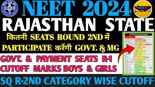 NEET 2024 RAJASTHAN ROUND2 CATEGORY WISE GOVT amp PAYMENT SEAT CUTOFF MARKS  R2 में SEAT neet pw [upl. by Auhsej]