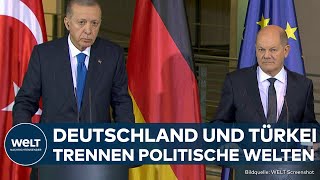 STAATSBESUCH Denkwürdiges Treffen von Kanzler Scholz mit Recep Tayyip Erdoğan  WELT Dokument [upl. by Cadmar]