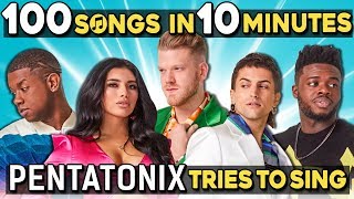 Pentatonix Tries To Sing 100 Pop Songs In 10 Minutes Challenge [upl. by Anisamoht]