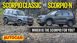 2022 Mahindra Scorpio Classic vs Mahindra ScorpioN  Family Ties  Comparison  Autocar India [upl. by Anivad575]