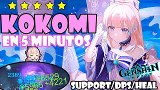 KOKOMI BUILD SUPPORTDPS en💥5 MINUTOS F2PARTEFACTOSARMASEQUIPOS🐟Guía build kokomi🌟Genshin Impact [upl. by Felizio]