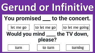 Gerund and Infinitive Quiz  Grammar Test [upl. by Eseila]