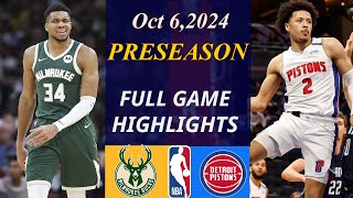 Milwaukee Bucks vs Detroit Pistons Full Game  Oct 62024  NBA TODAY  NBA HIGHLIGHTS [upl. by Alokin]