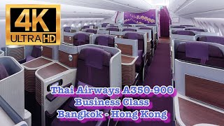 4K Thai Airways TG638 Bangkok  Hong Kong A350900 359  Royal Silk Business Class flight review [upl. by Raychel]