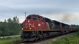 Notch 8 EMD’s CN 8828 Leads CN 594 Eastbound out of Hampton NB With A Hornshow [upl. by Okomom80]