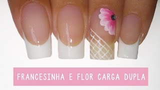 Unhas Decoradas Francesinha com Flor carga dupla Fácil [upl. by Yrkcaz674]