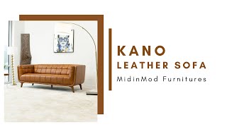 Kano Sofa  Cognac Leather  MidinMod Furniture [upl. by Aihcrop]