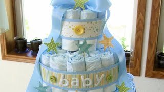 como hacer un pastel de pañales🎂 para baby shower paso a pasosuper facil [upl. by Oneal]