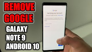 SAMSUNG Galaxy Note 9 Bypass FRPGoogle Lock Bypass Android 10 One UI 2 [upl. by Krid]