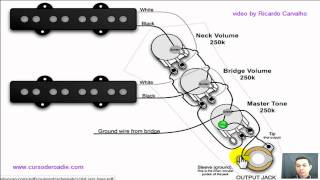 Ligação de captador de baixo modelo Jazz Bass passivo [upl. by Kliman]