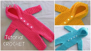 Como tejer Enterito Body Mameluco a crochet ganchillo para bebe Parte 1 de 3 [upl. by Bayless878]