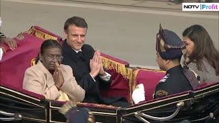 Republic Day Chief Guest Macron amp President Murmu Arrive At Kartavya Path In Special Carriage [upl. by Granny]