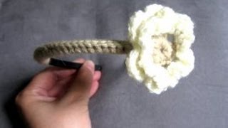 Petite Crochet Flower Headband tutorial  Right Handed Crochet Tutorial [upl. by Shaeffer]